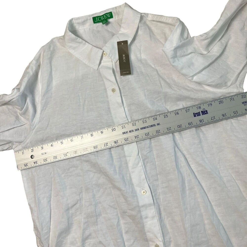 J Crew Cover Up Womens XL White Linen Cotton Button Front Beach Coastal - Picture 6 of 13
